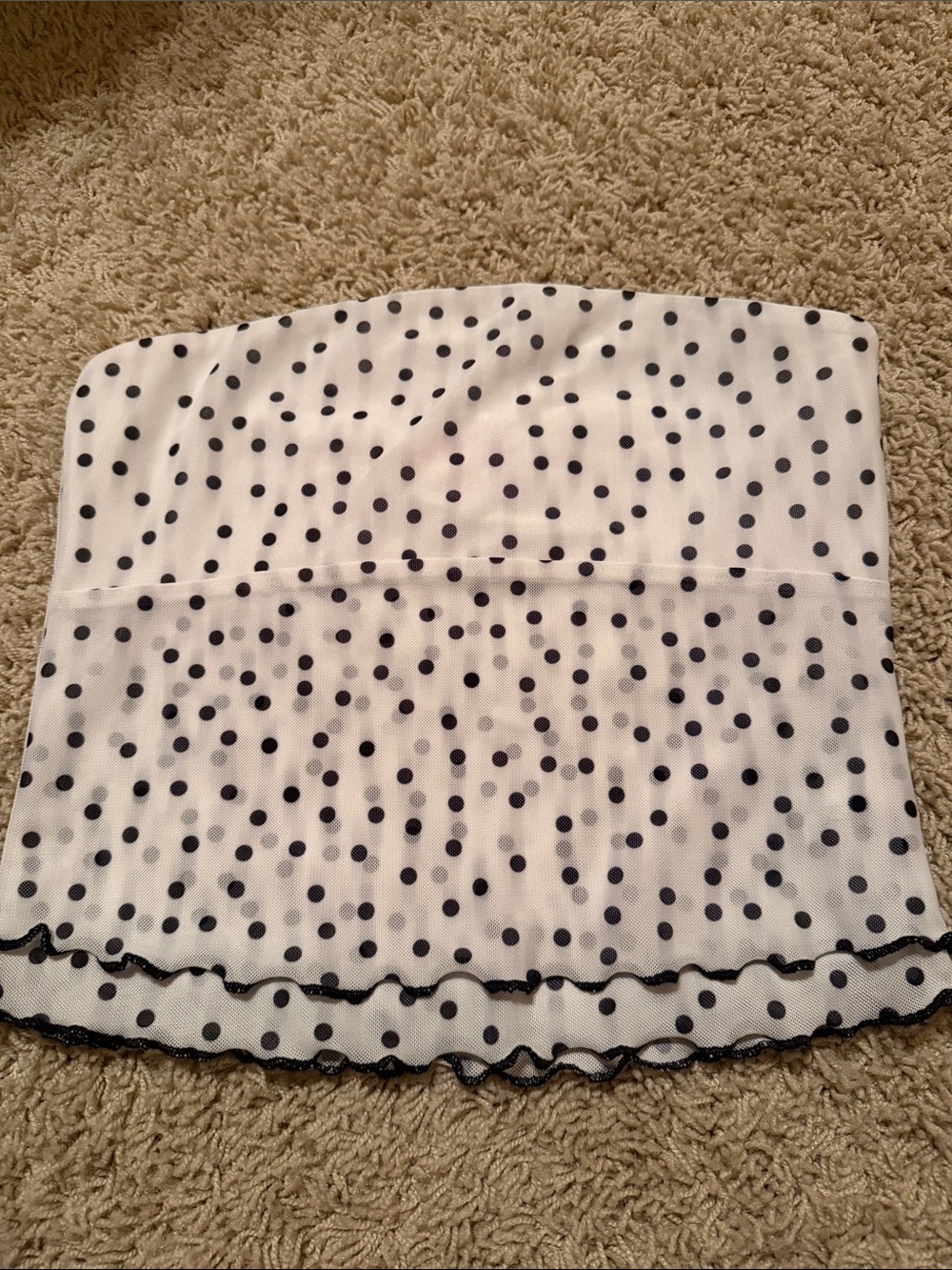 Edikted White and Black Polka Dot Mini Skirt
